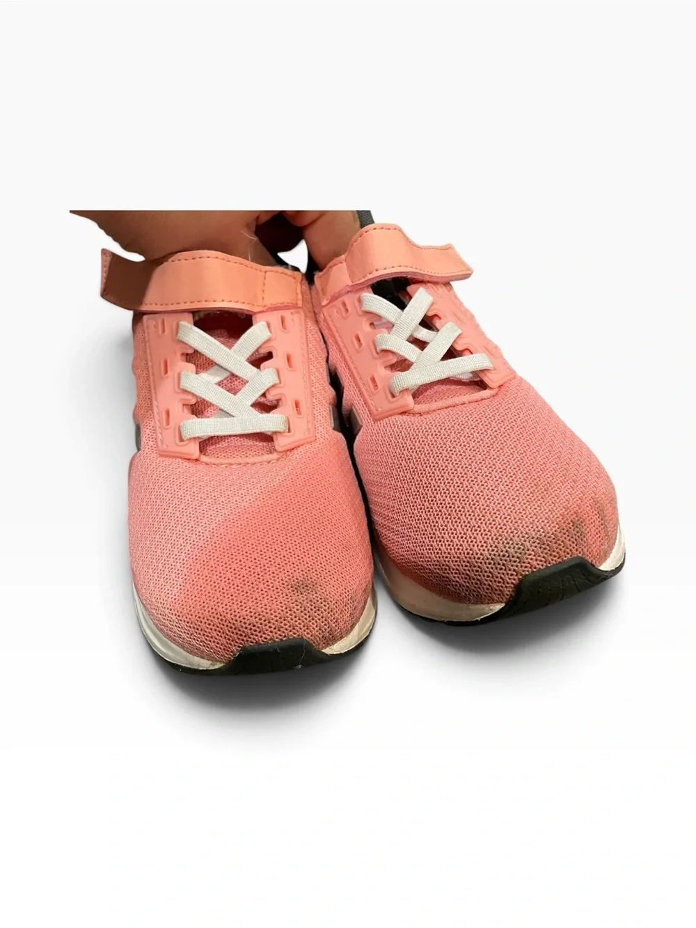 Adidas Girls Coral Pink Athletic Sneakers with Hook-and-Loop Strap Size 13 Kids
